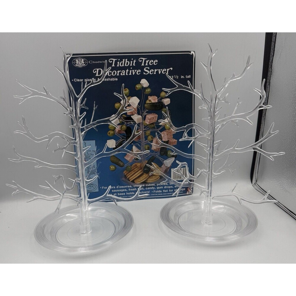 Set Of 2 Vintage 1980's Chadwick Clear Plastic Tidbit Tree Gumdrop Server Decor